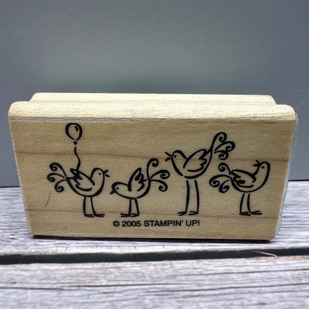Stampin' Up! Wood Mounted Rubber Stamp Birds Celebration 2005